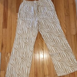 Stylish Zebra Print Wide Leg Pants